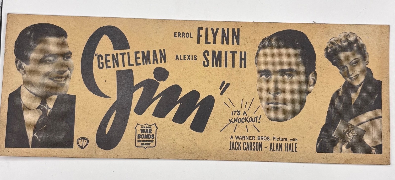 1942 Gentleman Jim Movie Herald Lobby Cards Lot of 4 Errol Flynn Warner Bros