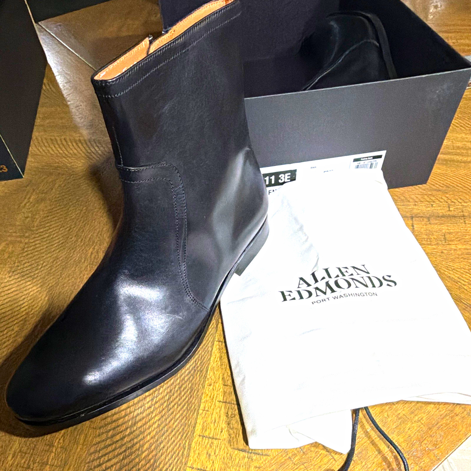 Allen Edmonds Men\'s Black Leather Zip Ankle Boots Round Toe US 11, Brand New Allen Edmonds Men\'s Black Leather Zip Ankle Boots Round Toe US 11, Brand New