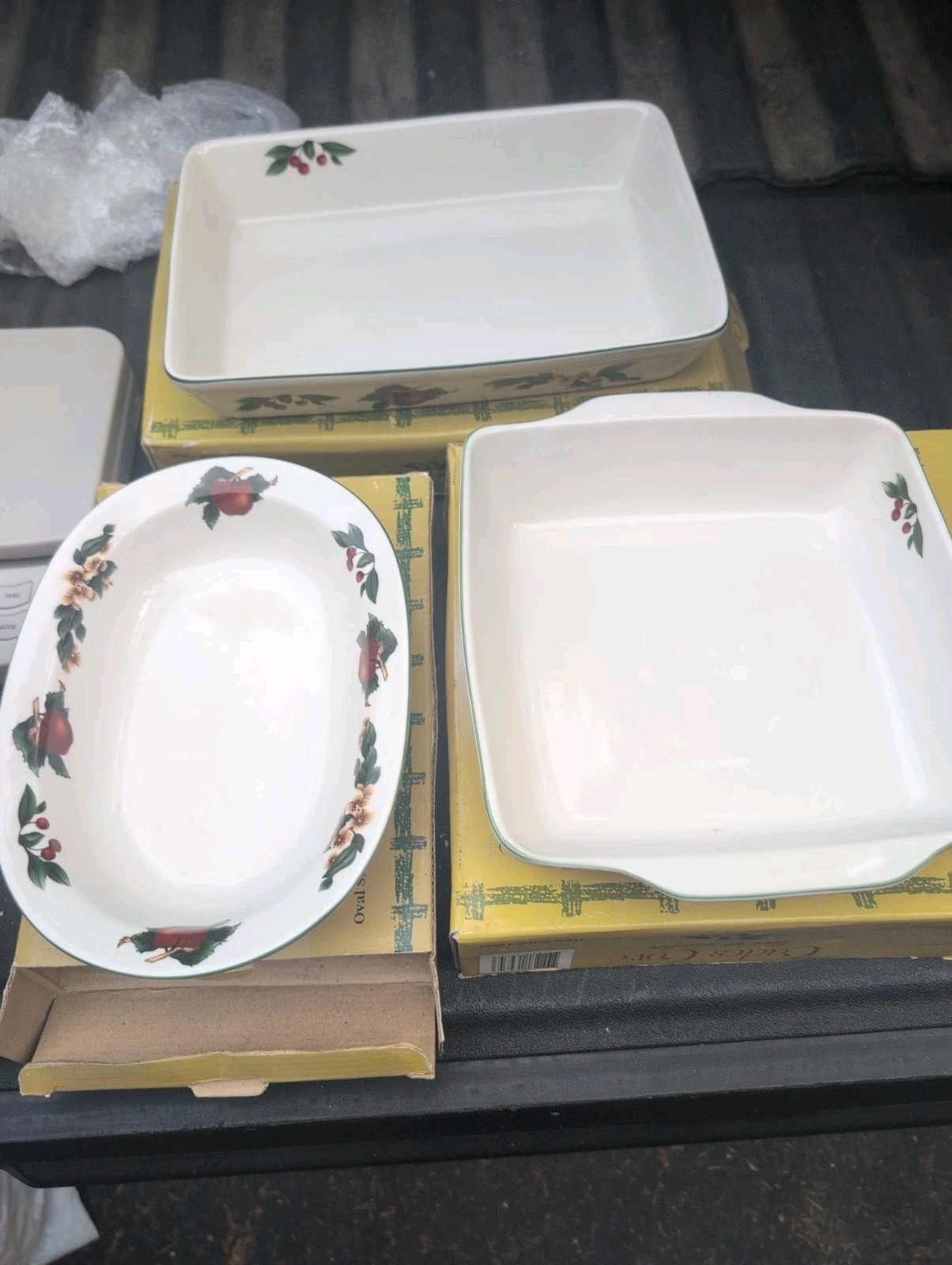 Cades Cove Collection Stoneware 3 Piece Bakeware Servers W Boxes Never Used 