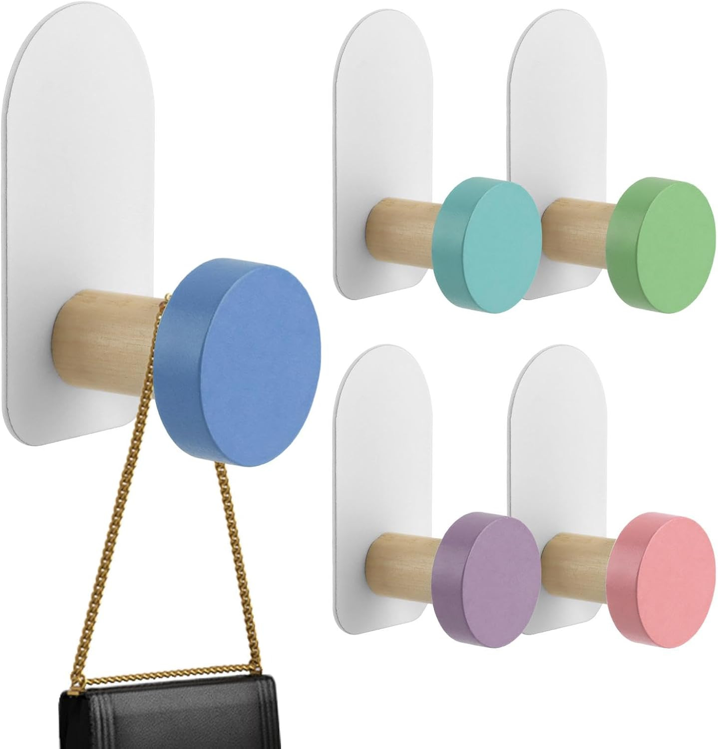 5 Pcs Kids Wall Coat Hooks, Cartoon Animal Pattern Self-Adhesive Hooks, Cute Woo