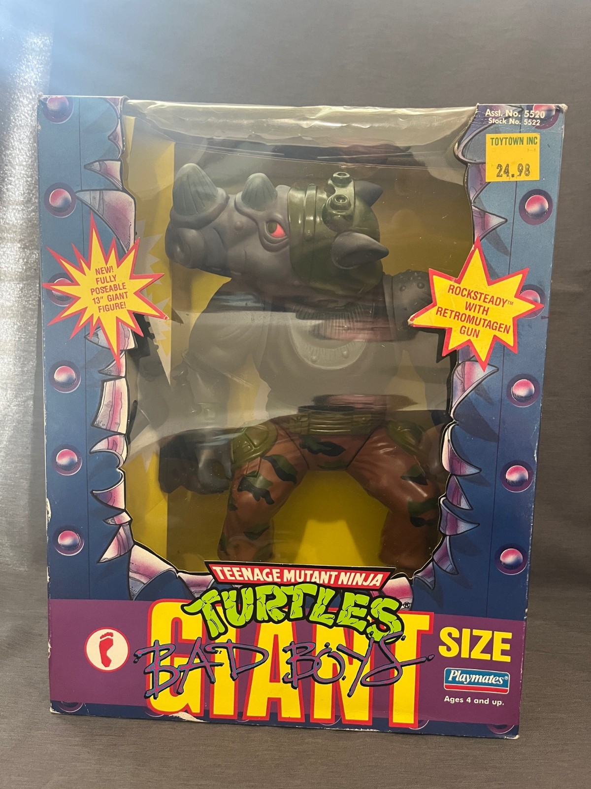 1991 Bad Boys Rocksteady Giant Playmates TMNT Teenage Mutant Ninja Turtles