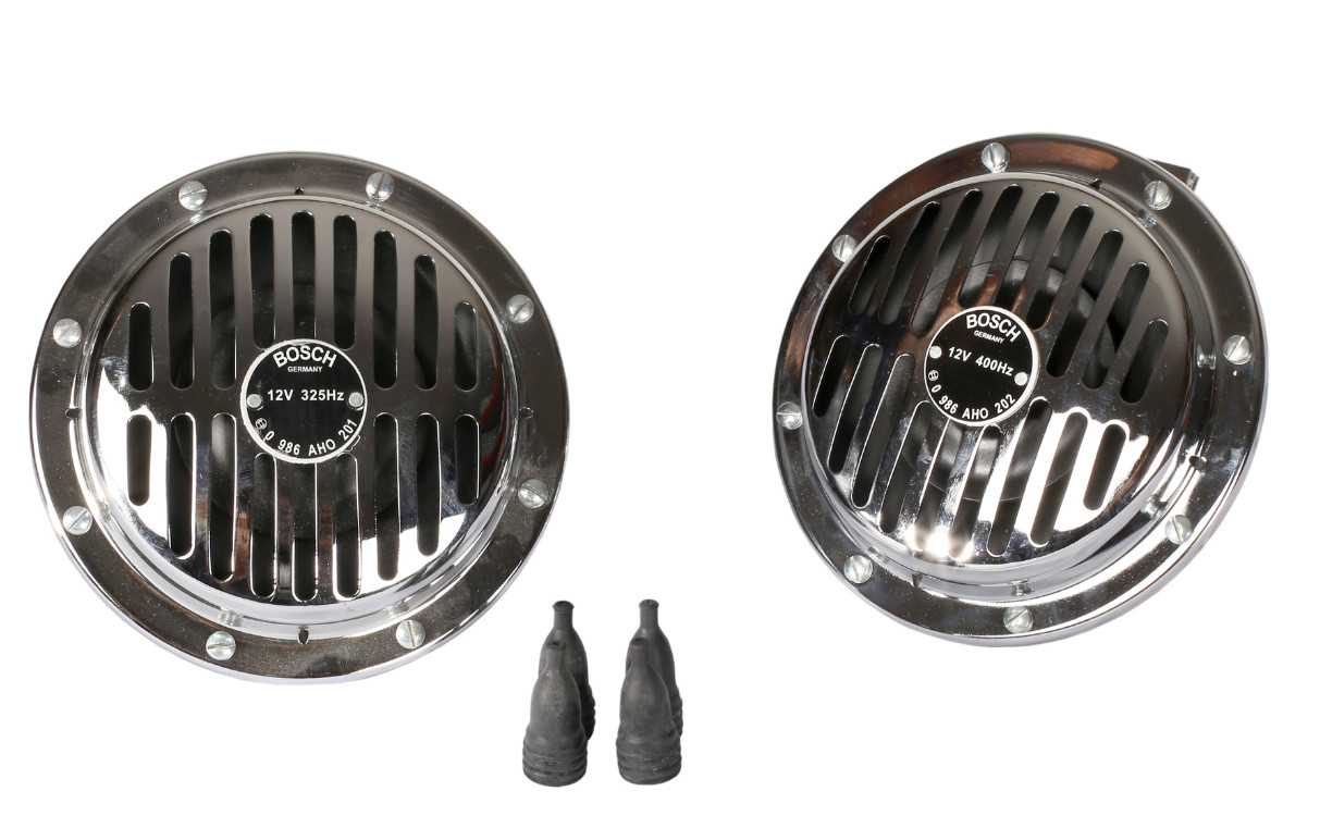 Pair Chrome Vintage Horn Bosch Grille Fits Porsche 356 German Cars