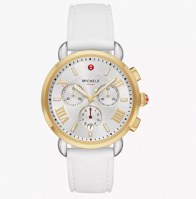 Michele Sport Sail Gold-White Silicone Strap 38mm Women\'s Watch MWW01P000017