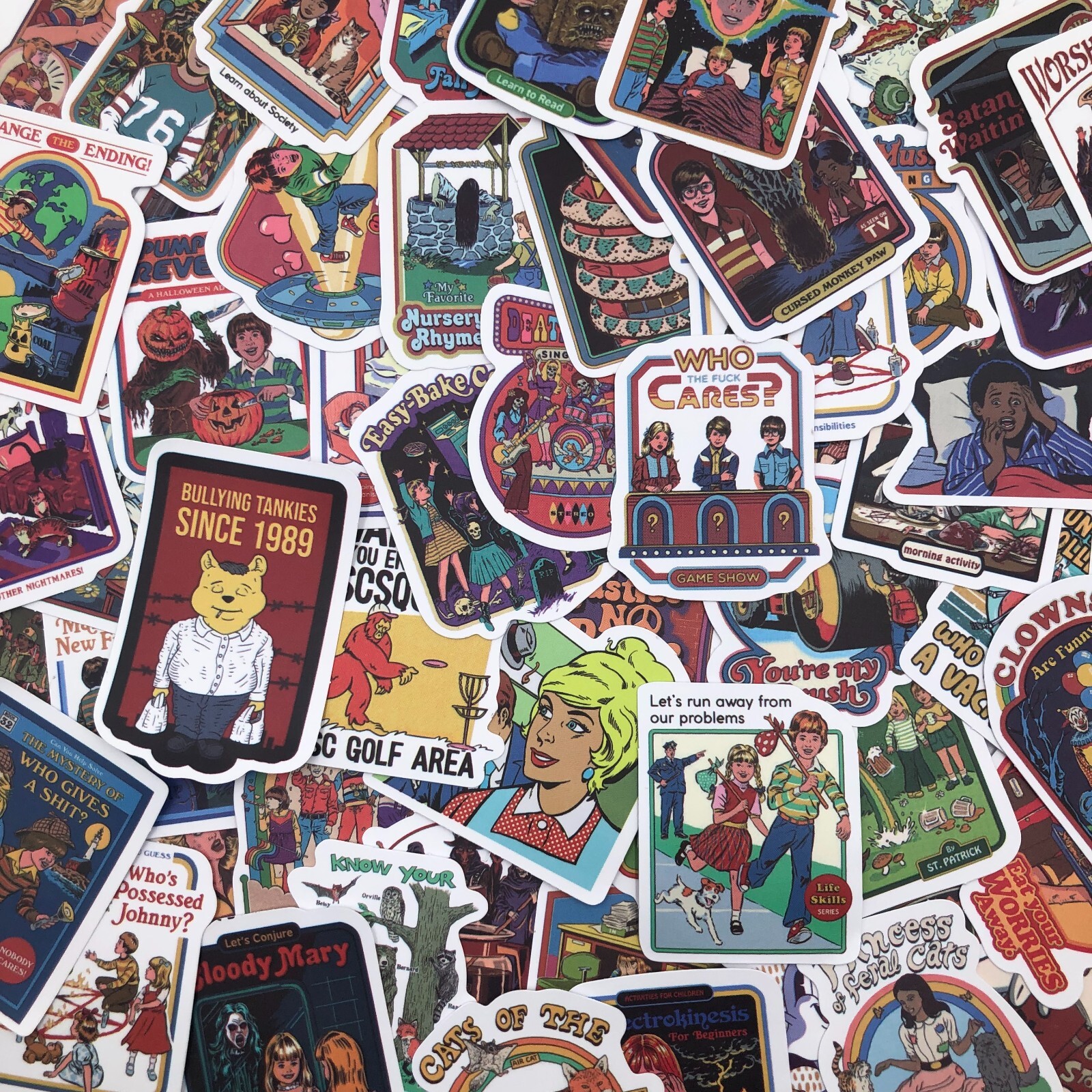 60 Vintage Dark Humor Stickers Poster Classic Style Vinyl Decal Sticker Lot