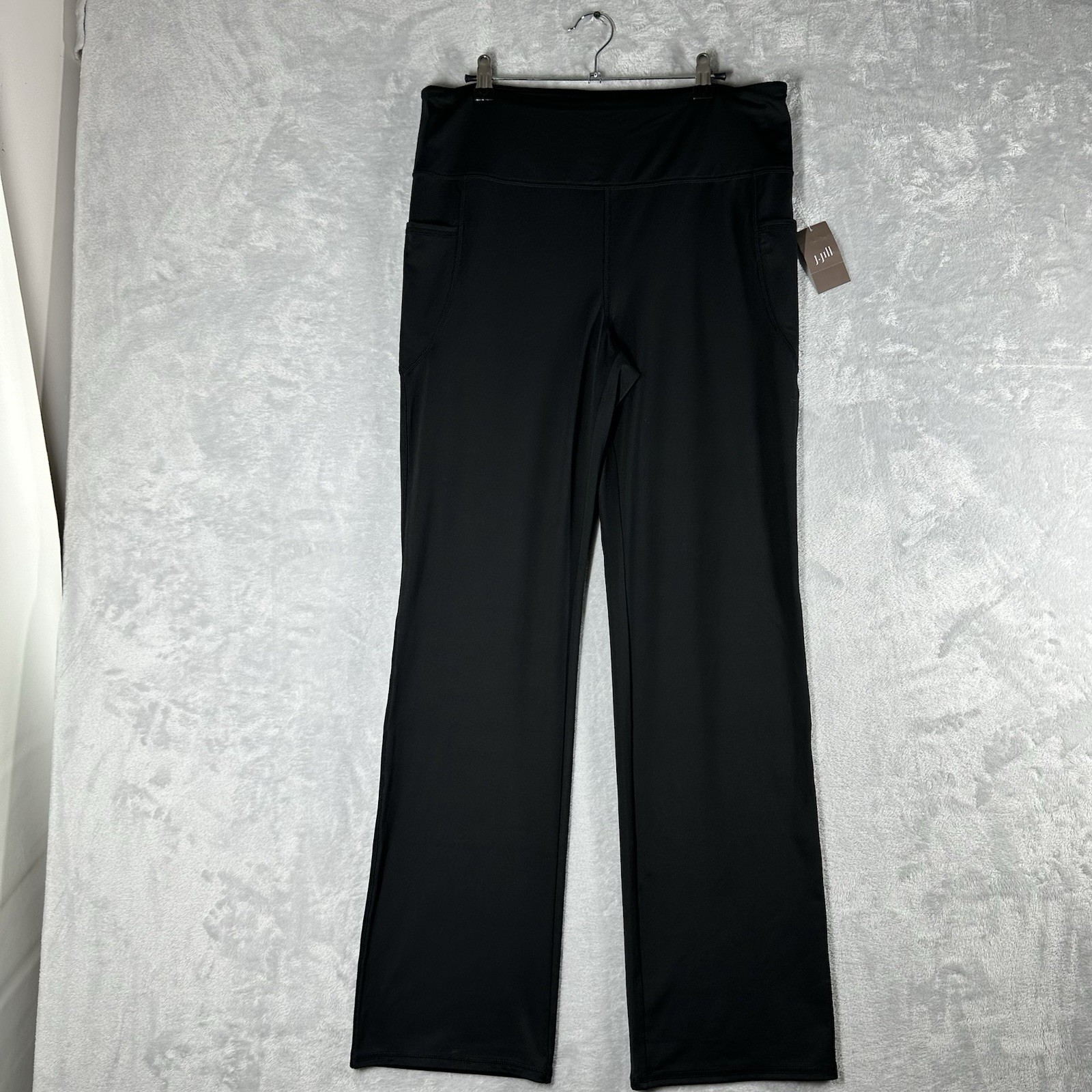 J Jill Fit Performance High Rise Bootcut Pants Womens Medium M Black Stretch 