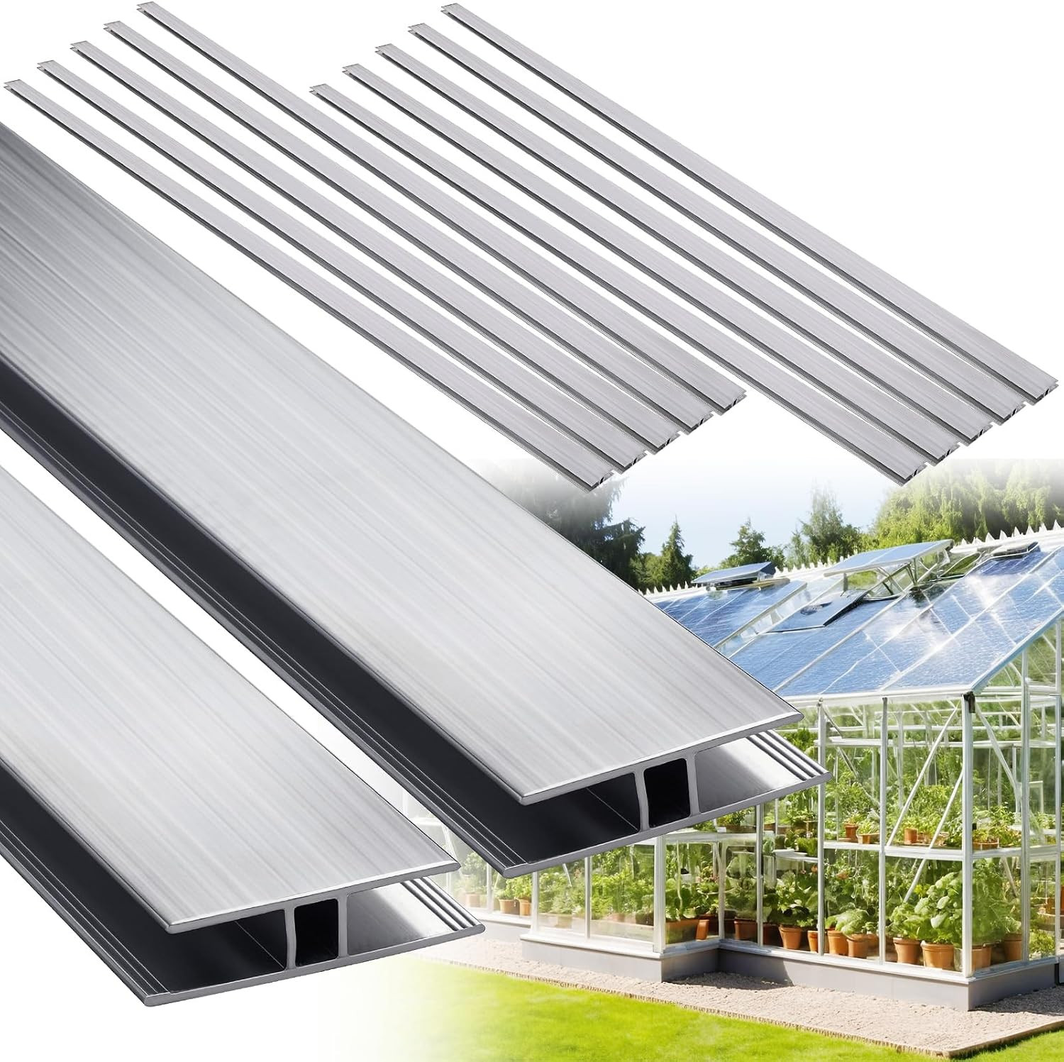 10 Pcs 4 Ft Aluminum H Connector Greenhouse Panels, 8 Mm