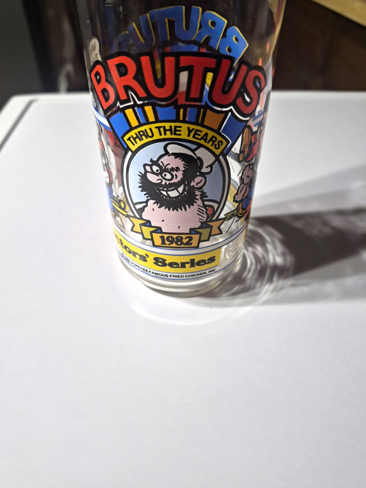 Popeye Brutus Thru the Years 1982 Promo Glass Tumbler 10th Anniversary Series Popeye Brutus Thru the Years 1982 Promo Glass Tumbler 10th Anniversary Series