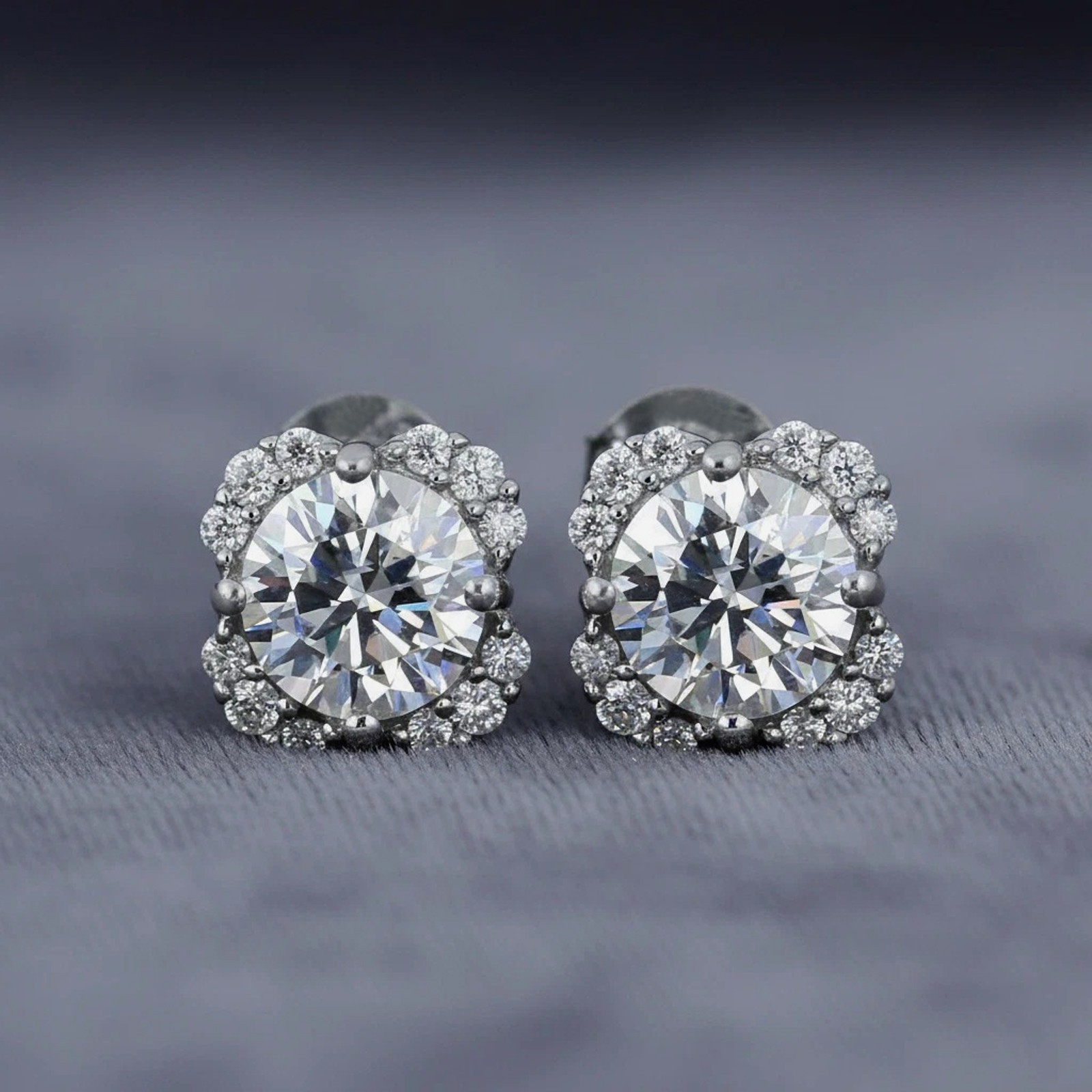 Certified White Diamond 4.00Cts. Round Shape Studs In 925  Silver - Tariffs Free