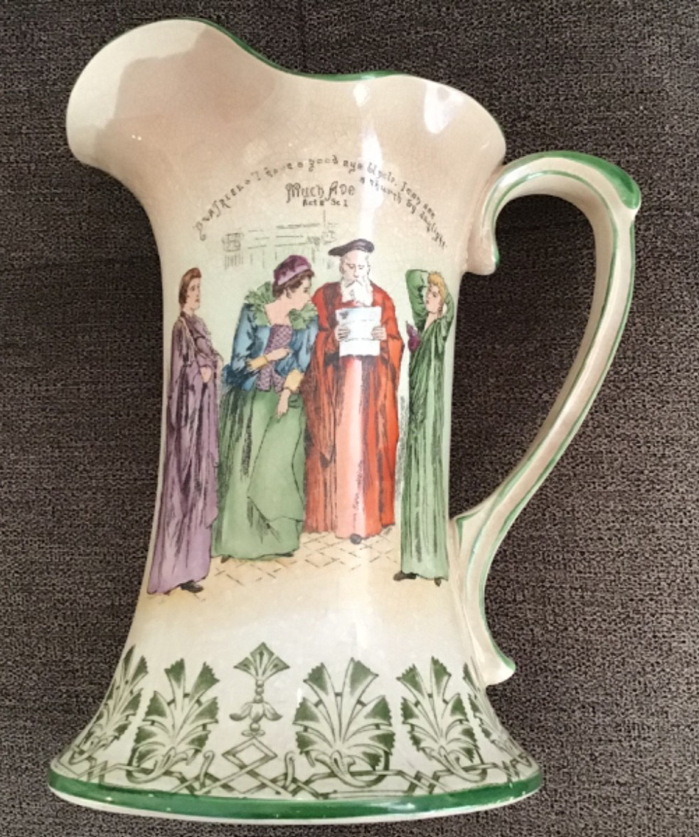 VTG D.F. HAYNES SHAKESPEARE PITCHER CHESAPEAKE POTTERY BALTIMORE MUCH ADO QUOTE