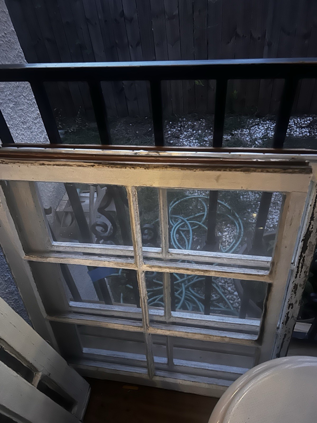 Vintage White Salvage Wood & Glass 6-Lite Rectangle Window Sash