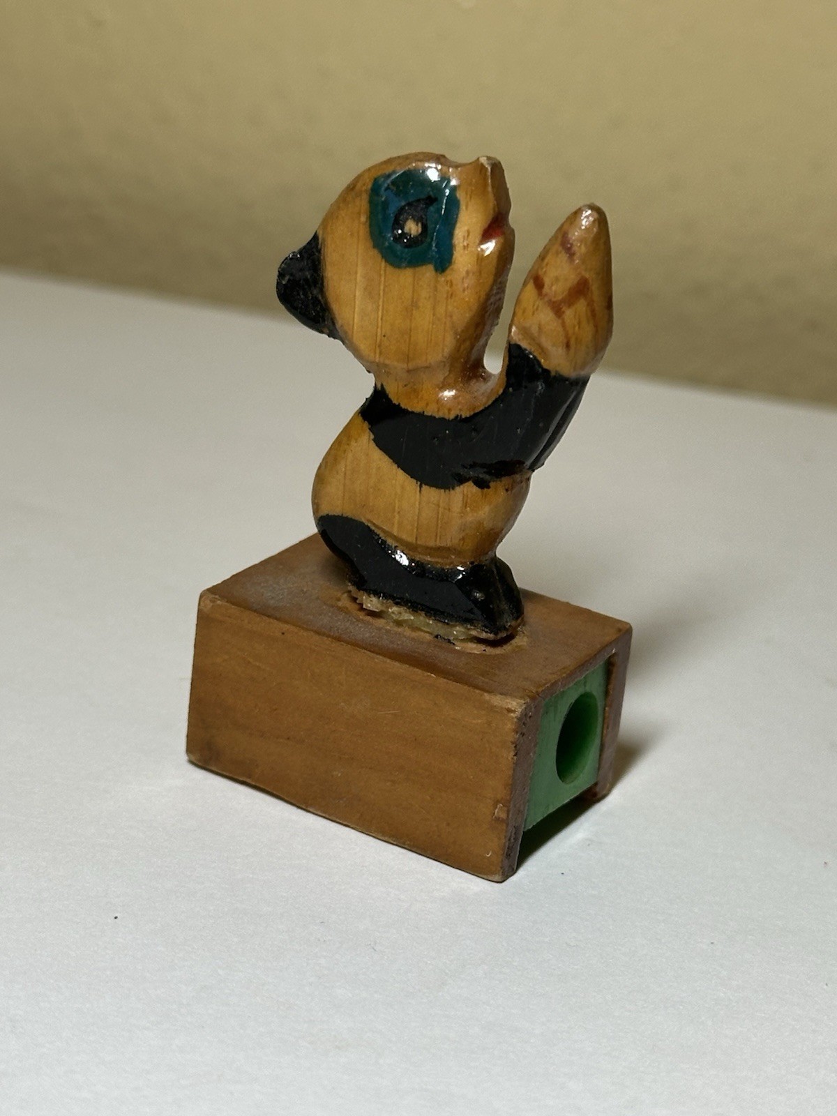 Vintage Wooden Panda Pencil Sharpener Early 1980s