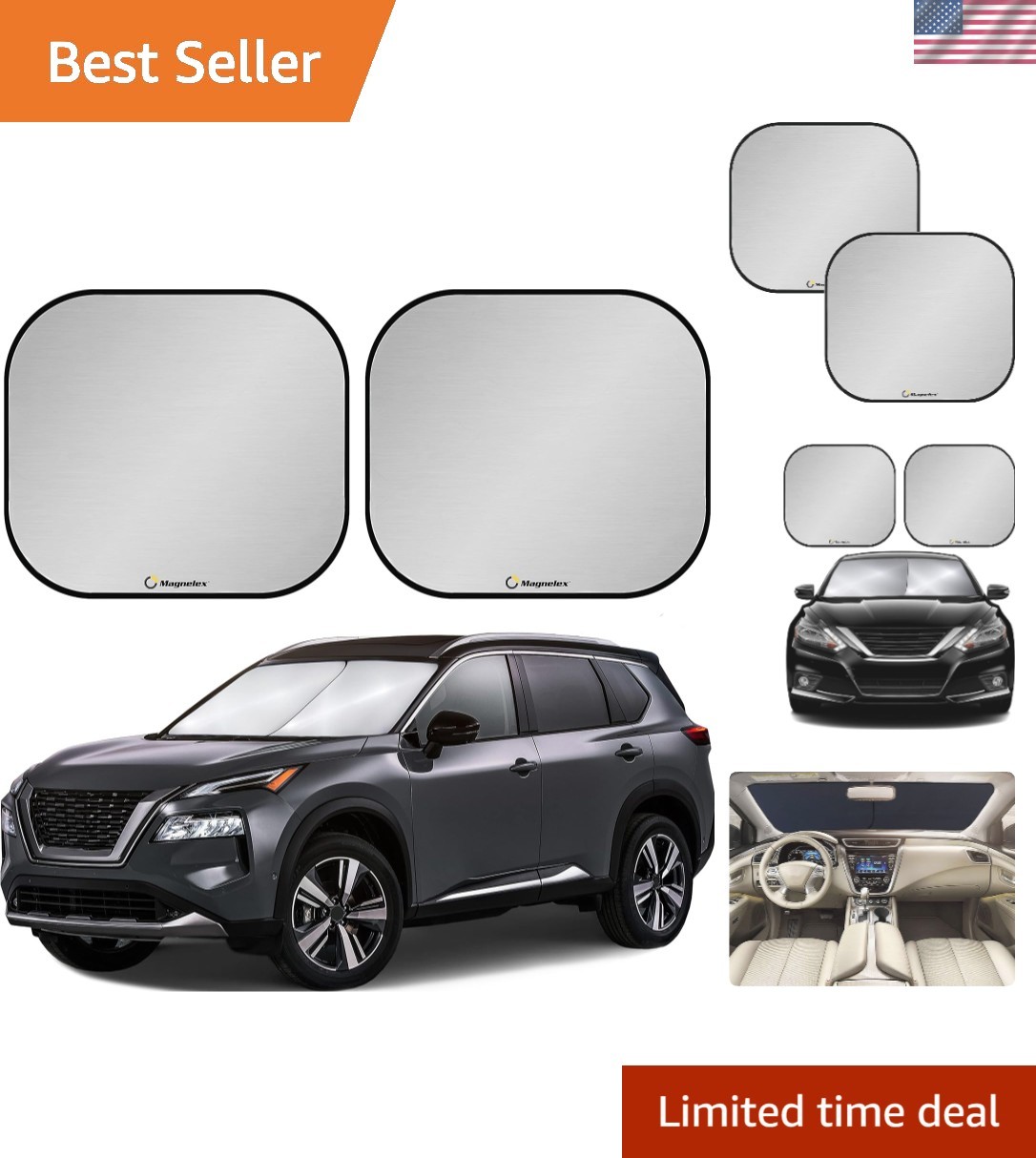 Durable Polyester Windshield Sun Shade - 2-Piece Design for Cars & Trucks