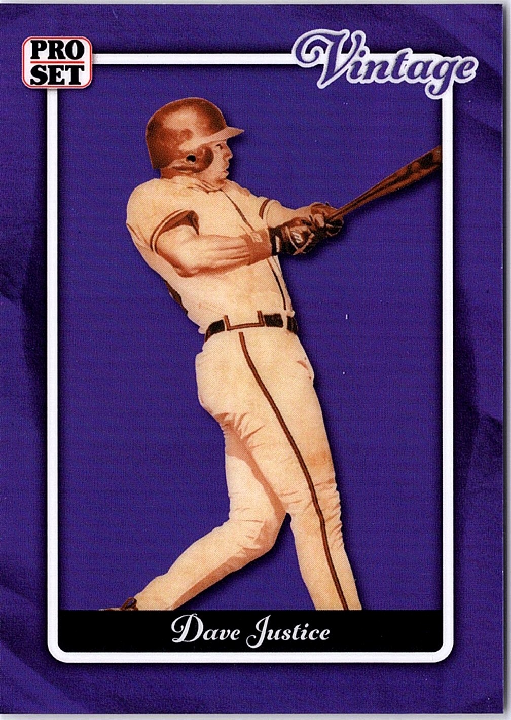 2026 Pro Set Metal #VB-15 Dave Justice Pro Set Vintage Base Prismatic Purple #/7