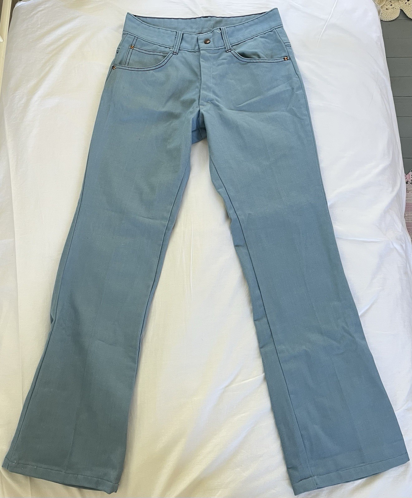 Vintage Sears Perma-Prest Men\'s Light Wash Blue BootcutPants 32x32 Vintage Sears Perma-Prest Men\'s Light Wash Blue BootcutPants 32x32