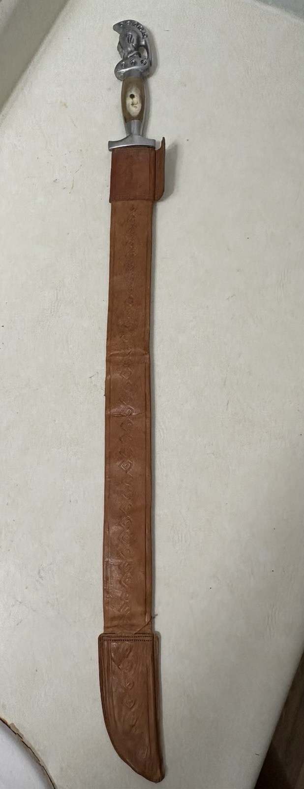 Vintage Oaxaca Mexico Engraved Knight Head Machete/sword 24” Blade W/sheath Vintage Oaxaca Mexico Engraved Knight Head Machete/sword 24” Blade W/sheath