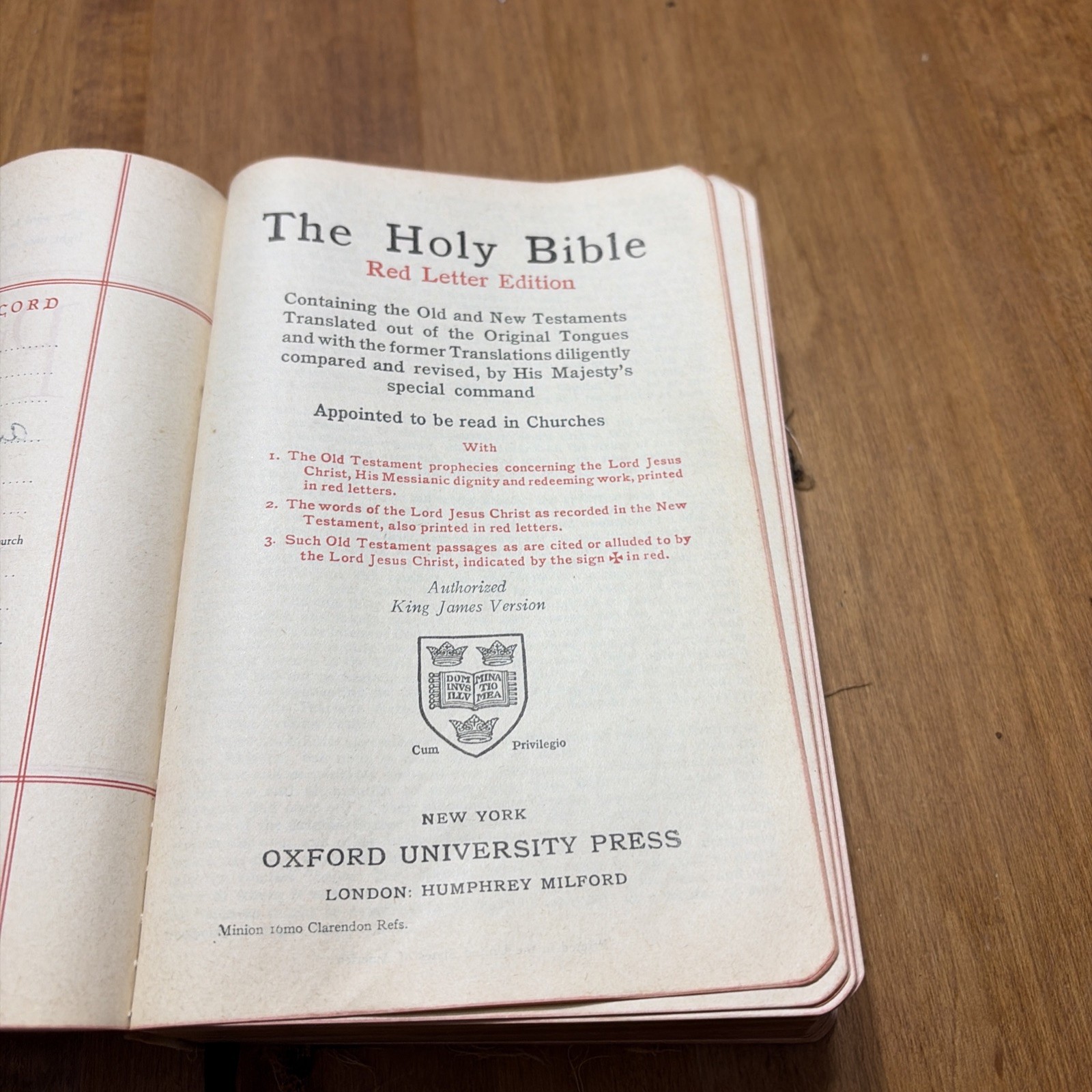 Holy Bible Oxford Univ KJV 1947 Red Letter Holy Bible Oxford Univ KJV 1947 Red Letter