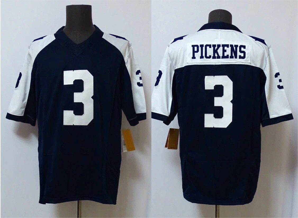 Men\'s Cowboys #3 George Pickens Navy/White 2025 Limited Stitched Game Jersey