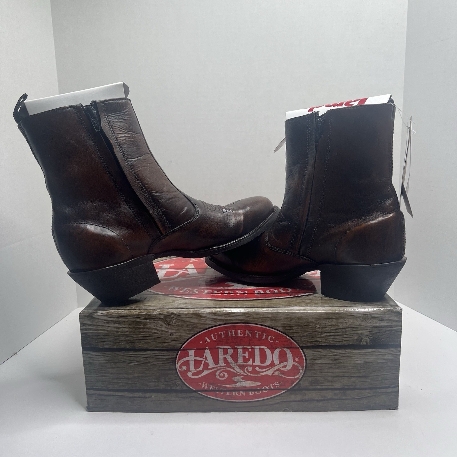 LAREDO Breakout Men\'s 8 D Tan Leather Side Zipper Western Cowboy Boots 62074