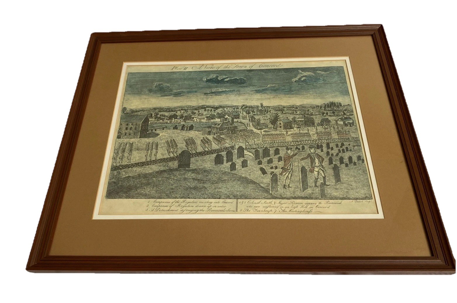 Vintage AMOS DOLITTLE PRINT Revolutionary War View Of  The Town Of Concord MA