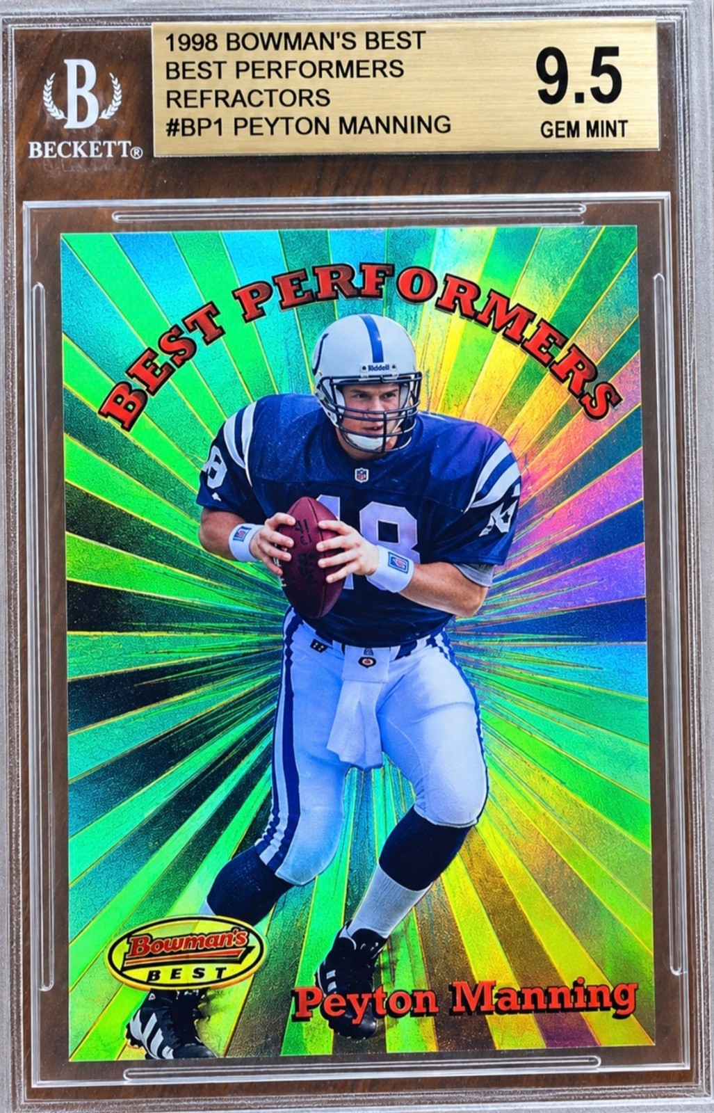 1998 Bowman\'s Best Peyton Manning Refractor /200 #BP1 BGS 9.5 GEM MINT 183/200 1998 Bowman\'s Best Peyton Manning Refractor /200 #BP1 BGS 9.5 GEM MINT 183/200