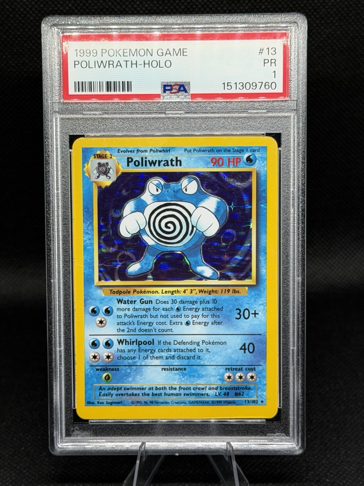 Pokemon Poliwrath Holo Base Set 13/102 PSA 1