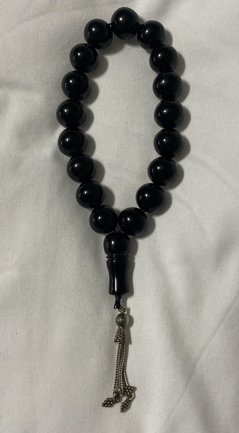 Antique Turkish 17 Bead Silver Tassel Mascot Misbaha Tasbih Islamic Prayer Beads