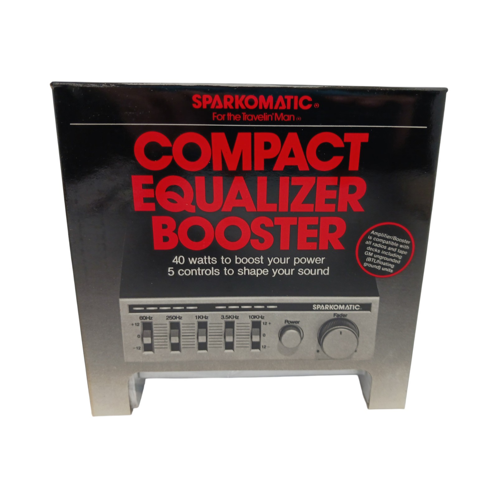 Sparkomatic GE50 Compact Equalizer Booster 40W 5-Band Car Stereo Vintage New