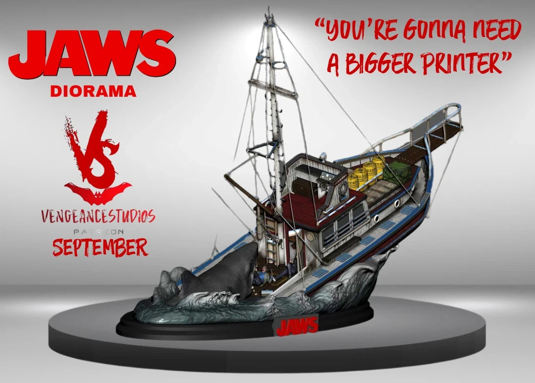1:20 Jaws Orca Bruce Quint Brody Fan Art UNPAINTED Resin Diorama Kit