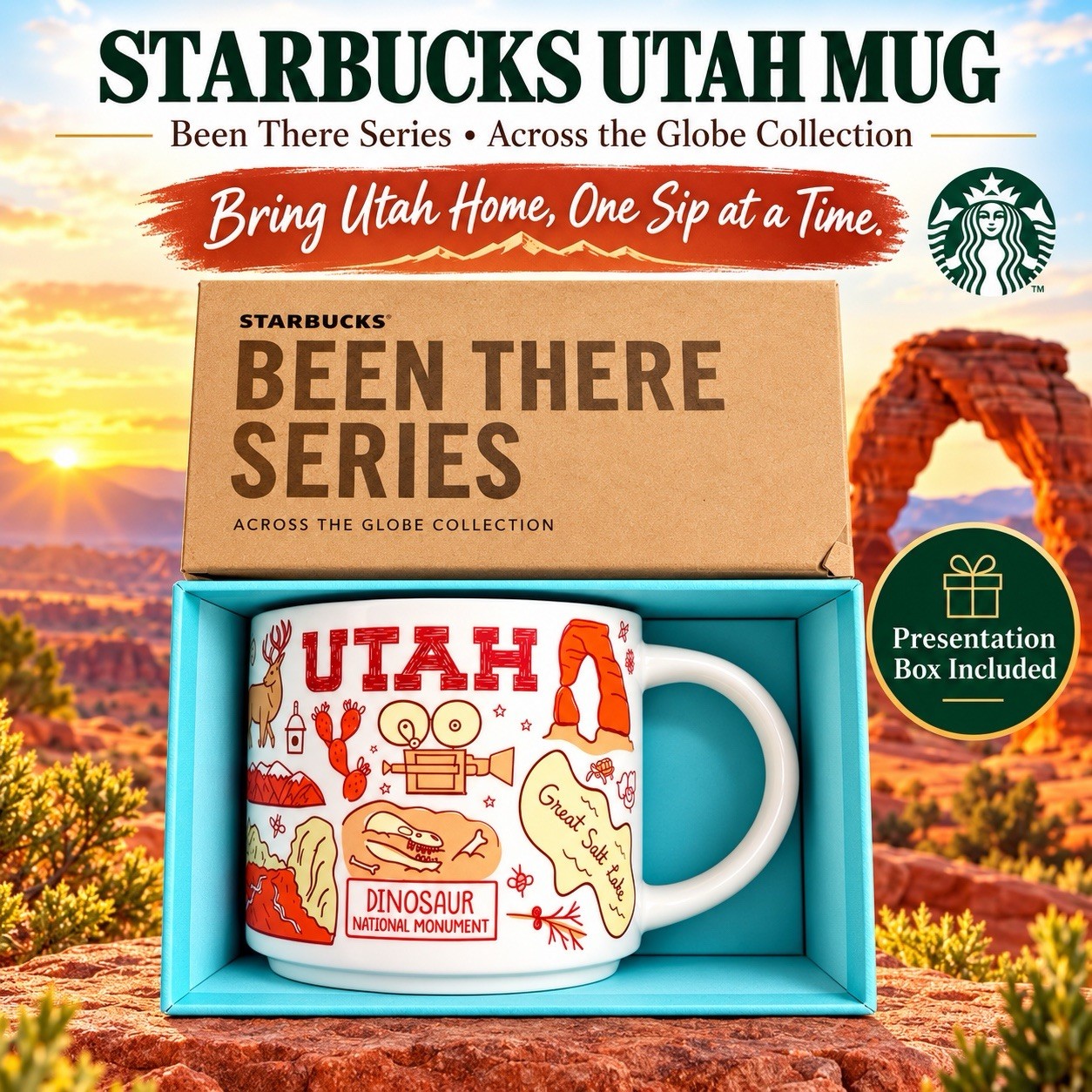 Starbucks Been There Series Utah Across the Globe Coffee & Tea Mug with Box