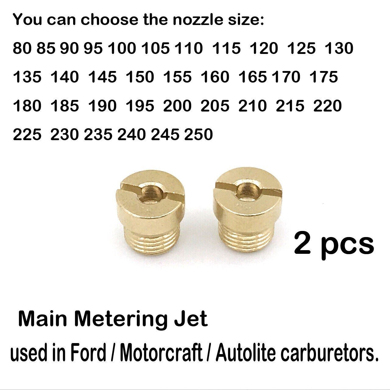 Main jets Fits for some metric A800 2100 2150 type 2-barrel carburetors M8*1