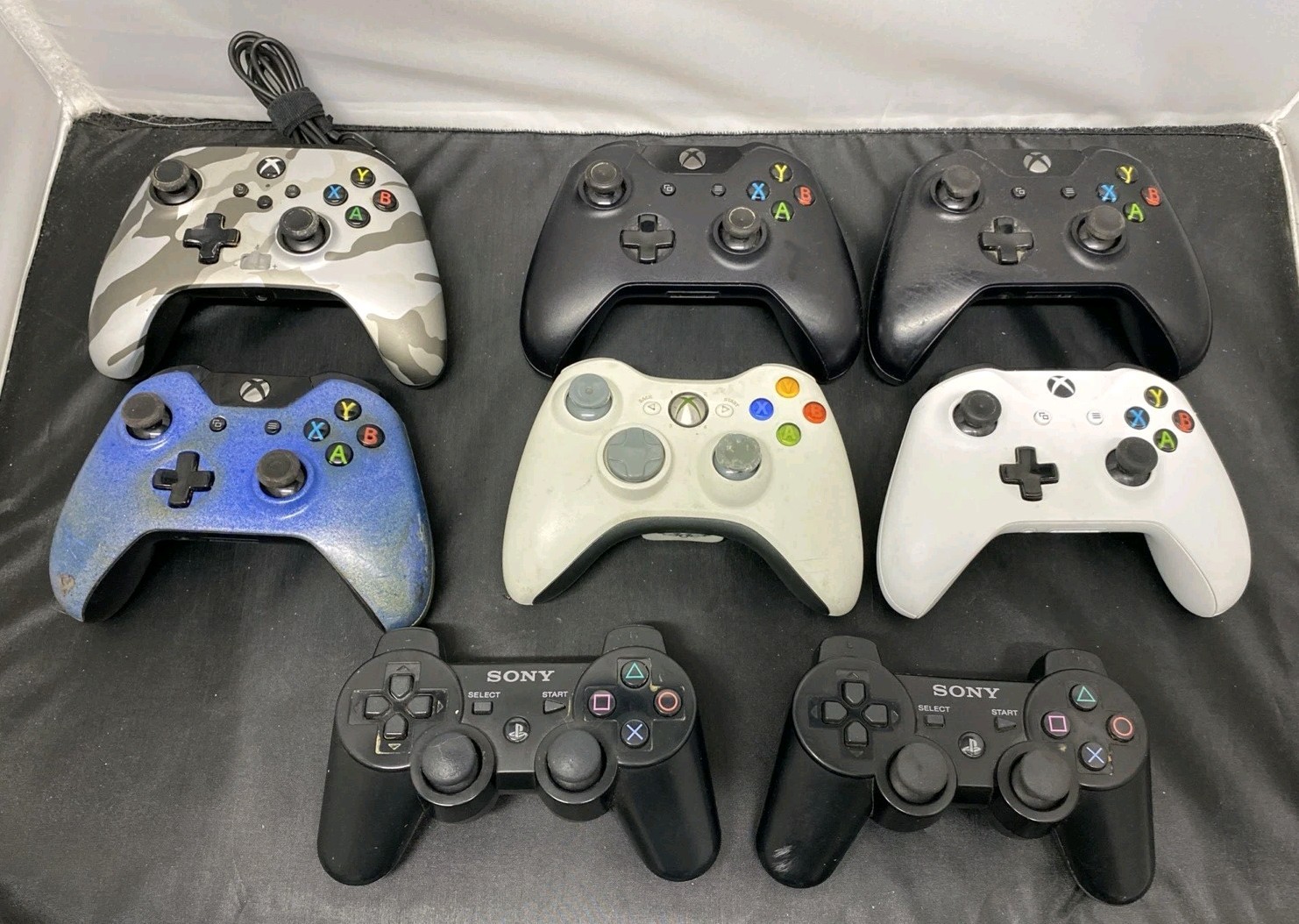 Lot of 8 Video Game Controllers for Parts Or Repair Untested PlayStation Xbox 