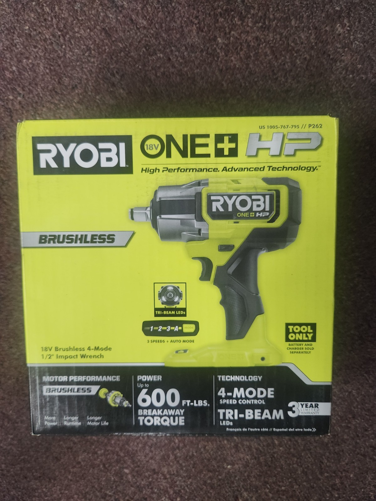ryobi p262 one hp brushless impact wrench ryobi p262 one hp brushless impact wrench