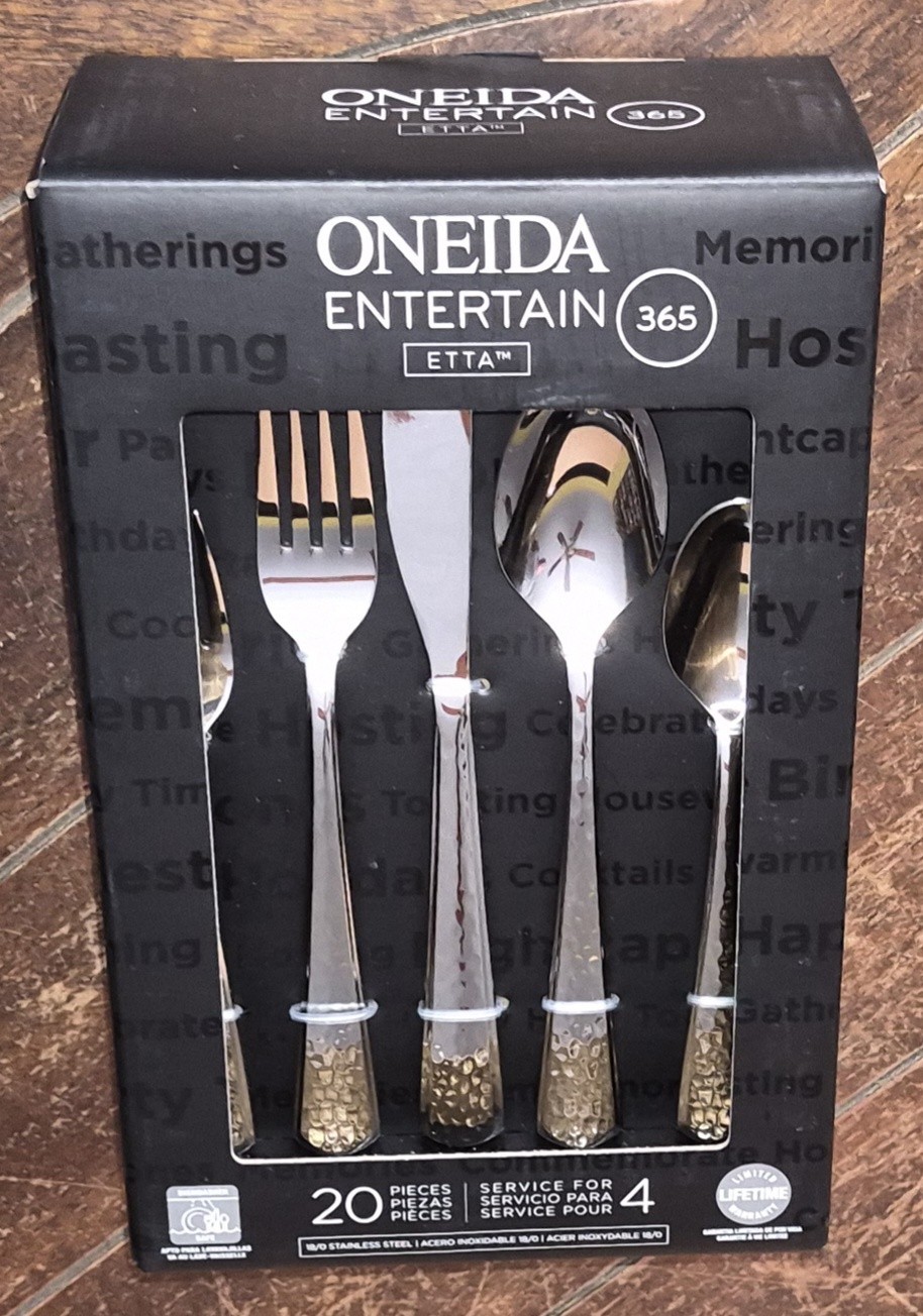 Oneida Entertain 36 ETTA 20pc Set Stainless Steel Flatware #897670