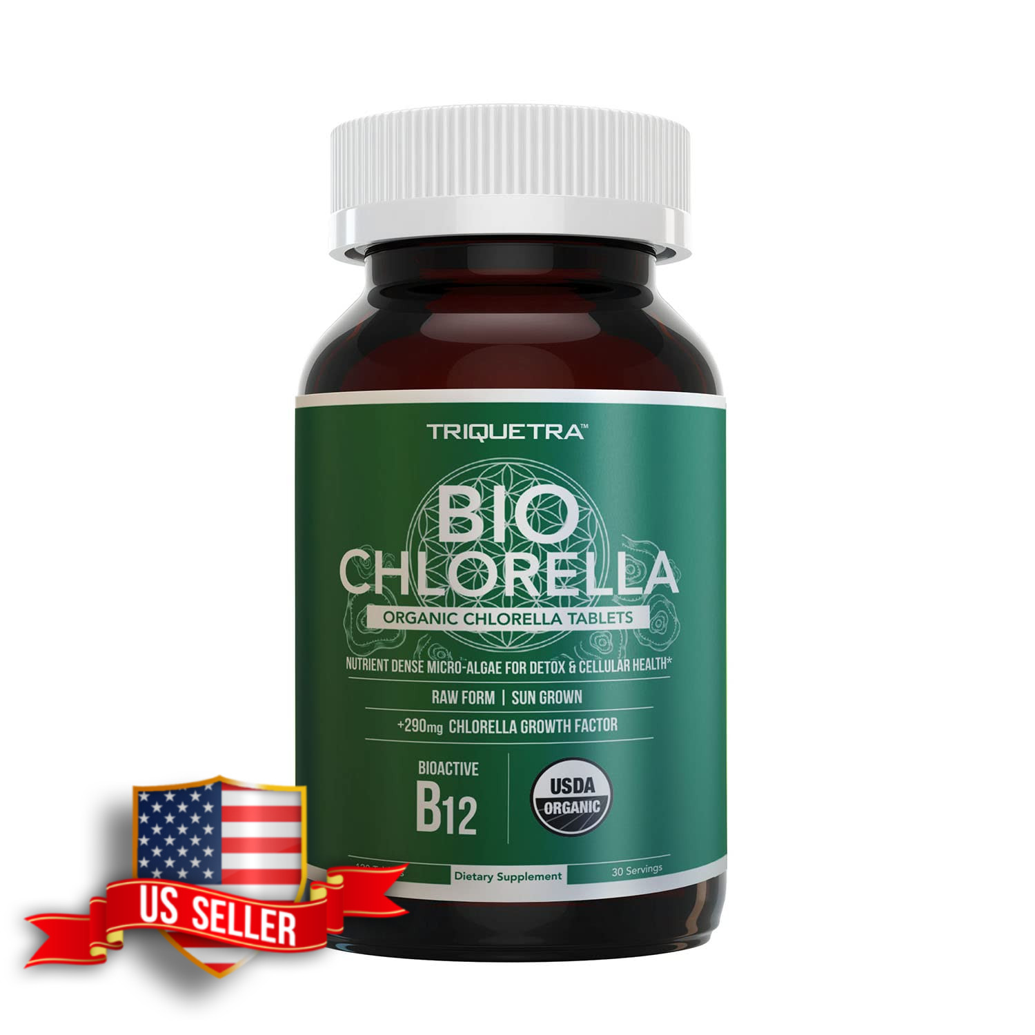 Organic Chlorella Tablets, Broken Cell Wall, Raw, Sun-Grown, 120 Count