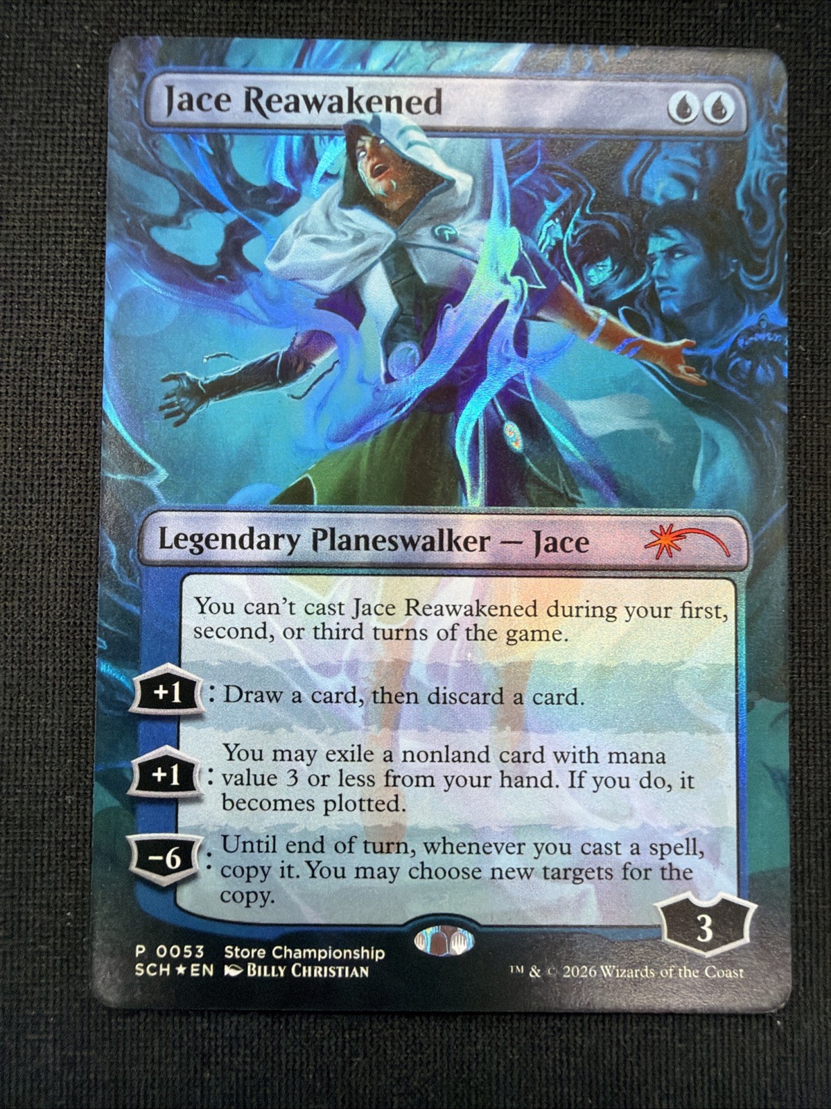 MTG magic cards Jace Reawakened - FOIL borderless promo Store Championship 2026