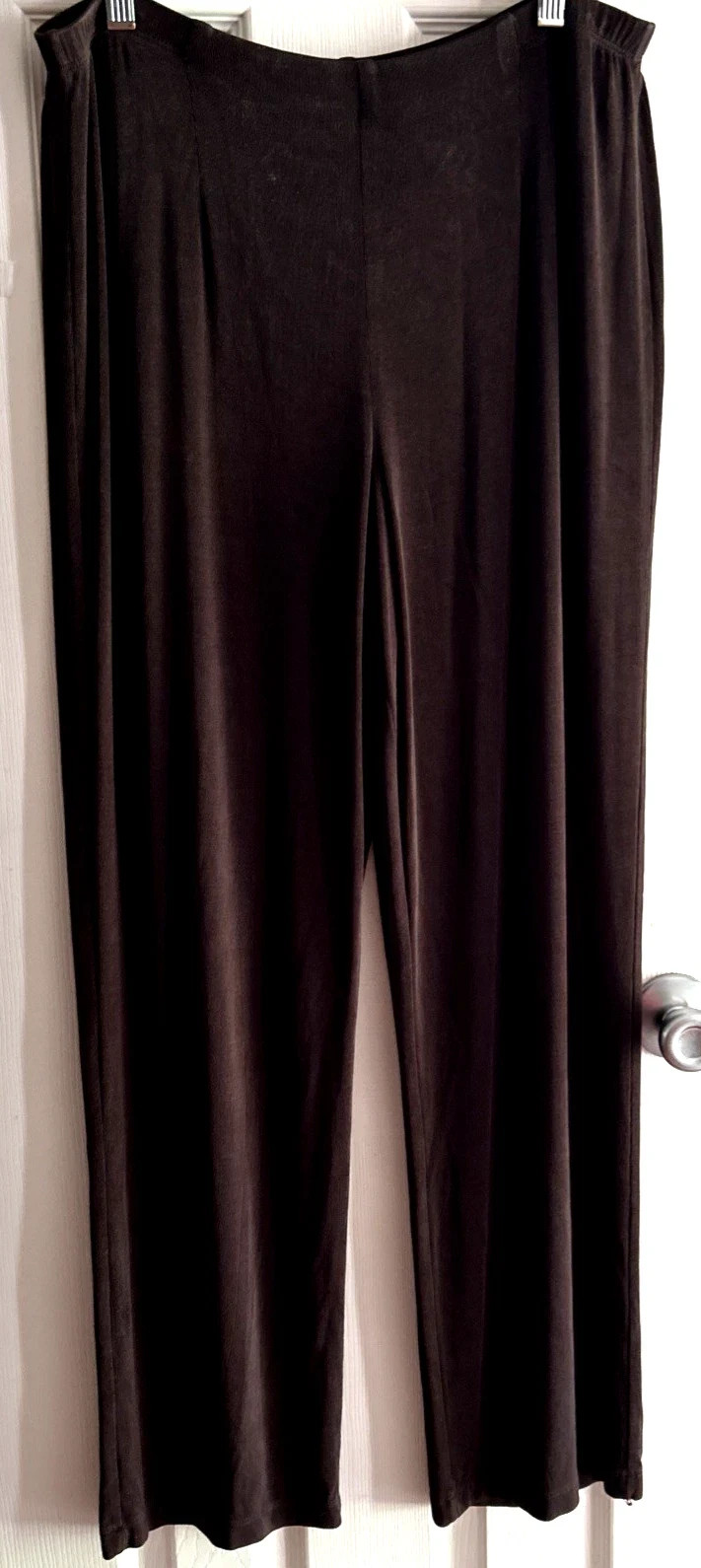 Chicos Travelers Sz 3 XL US 16 18 Brown Slinky Pants Trousers Straight Leg USA