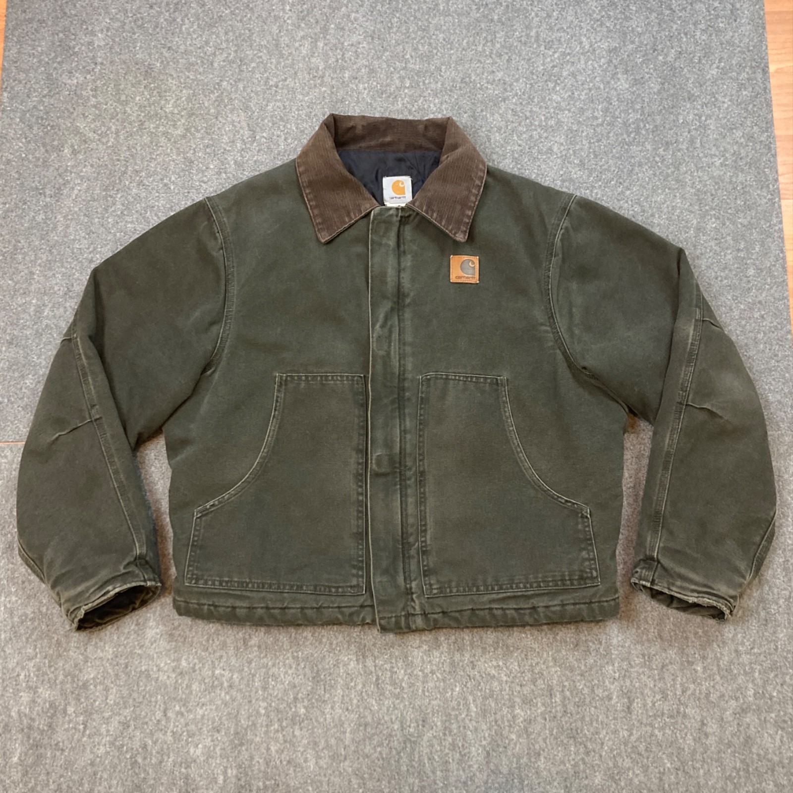 Vintage Carhartt Jacket Mens Large J22 MOS Arctic Quilt Lined Faded Made In USA