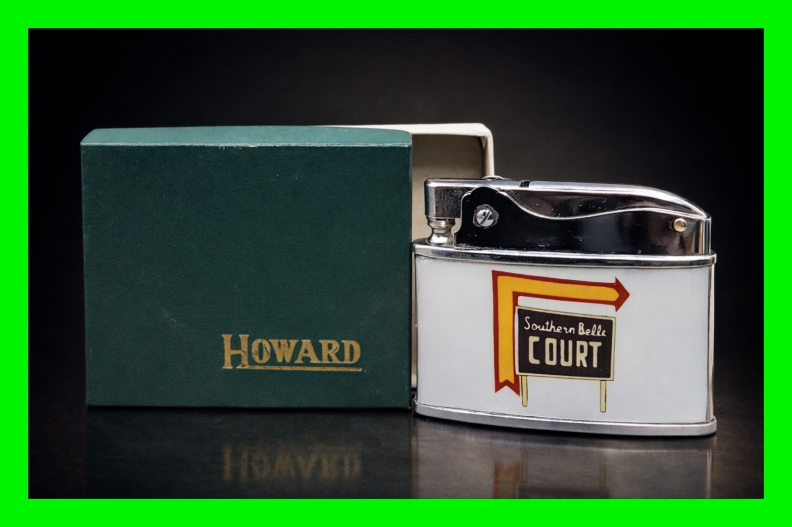 Vintage Southern Belle Motel Court Alabama Petrol Lighter w/ Box