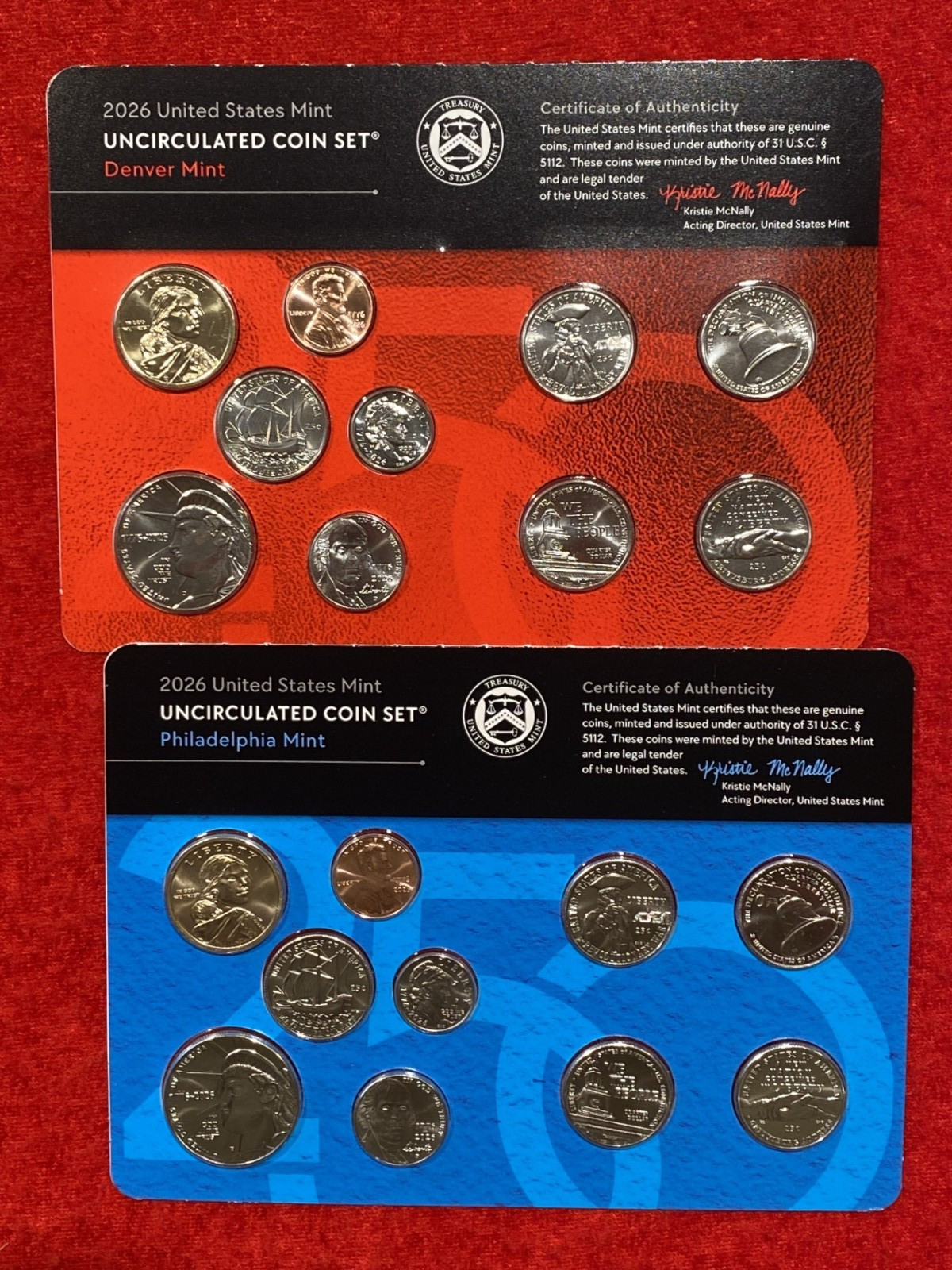 2026 P & D Uncirculated Coin U S Mint Set With RARE DUAL DATE CENTS - OGP