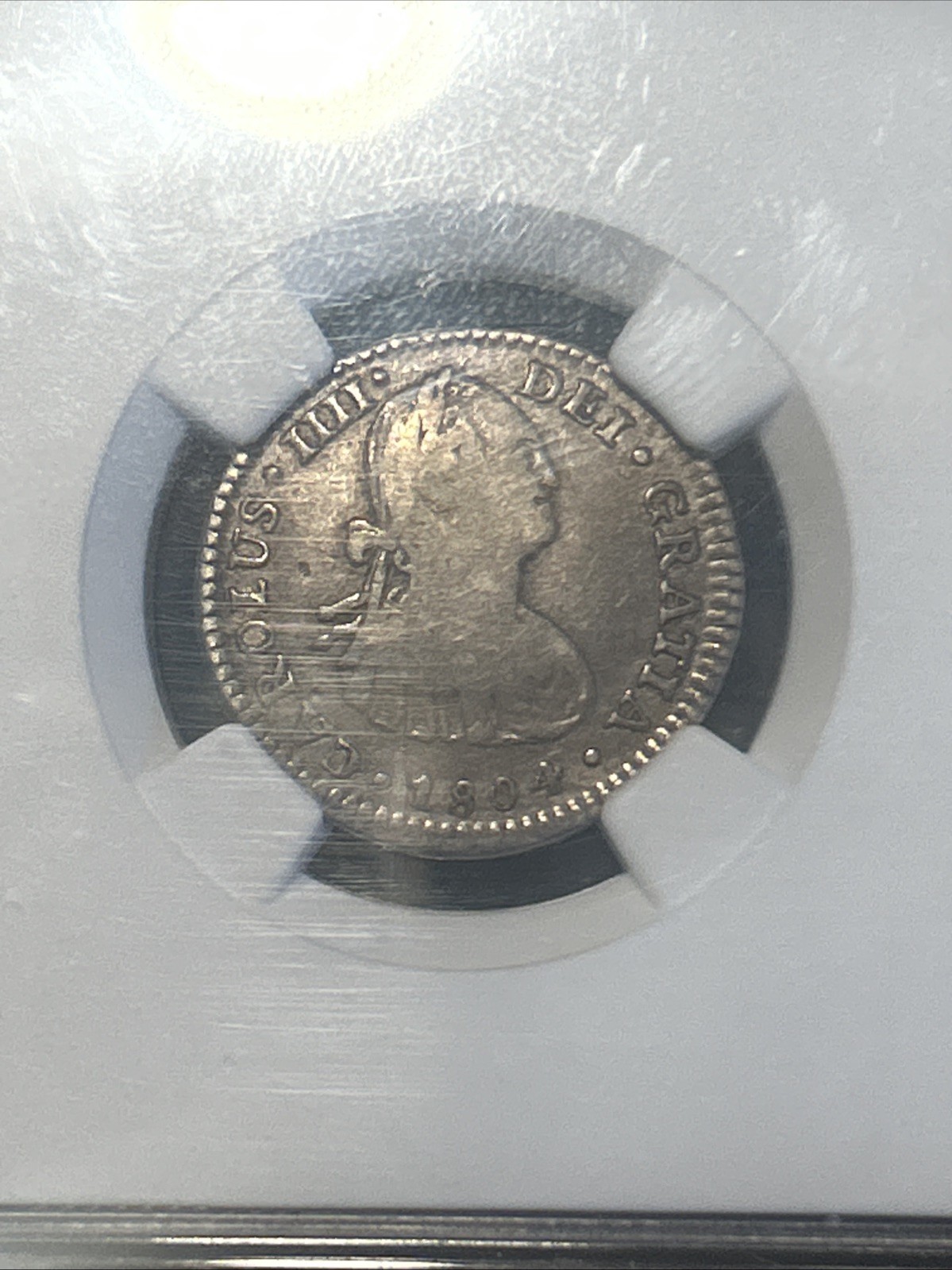 Mexico 1 One real 1804 TH NGC 35 SCARCE Actual Yonaka Book Plate Coin