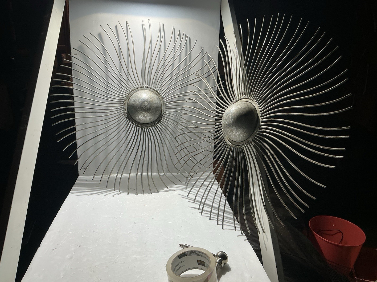 2-Mid-Century Modern Decor Brutalist Art, Atomic Modern, 1960s, 1970s. Sunburst