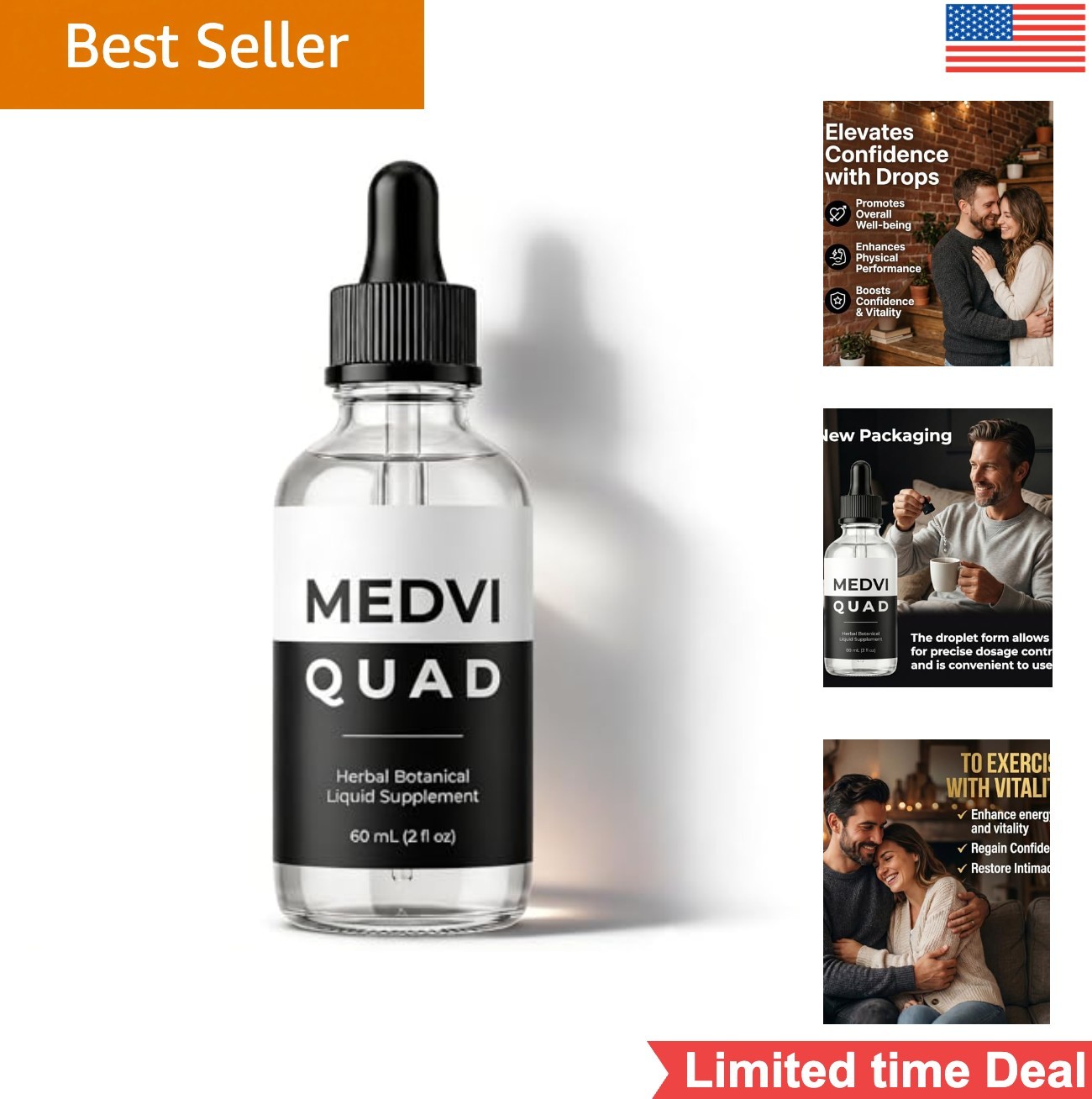 Eupholic Medvi Quad Erection Drops, Maca, Panax Ginseng, 2 Fl Oz (Pack of 1)