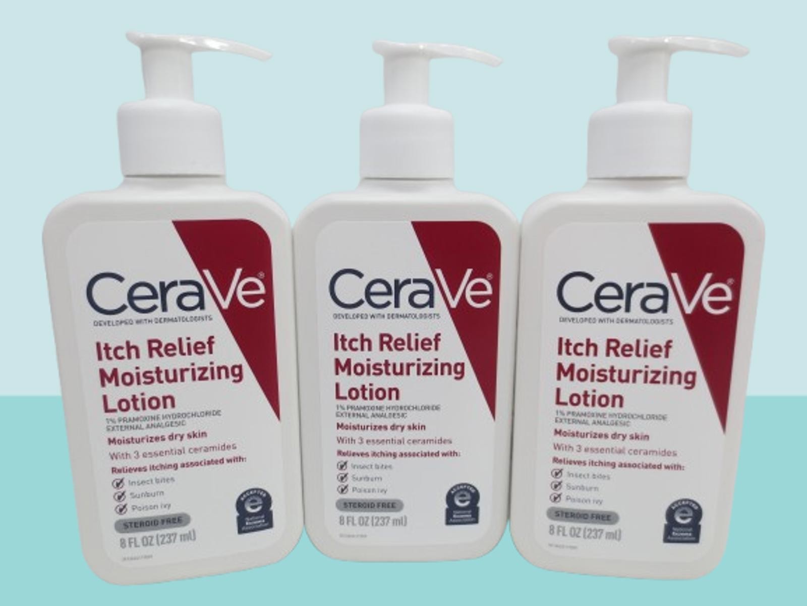 CERAVE ITCH RELIEF MOISTURIZING LOTION 8 OZ EXP: 2028 SET OF 3