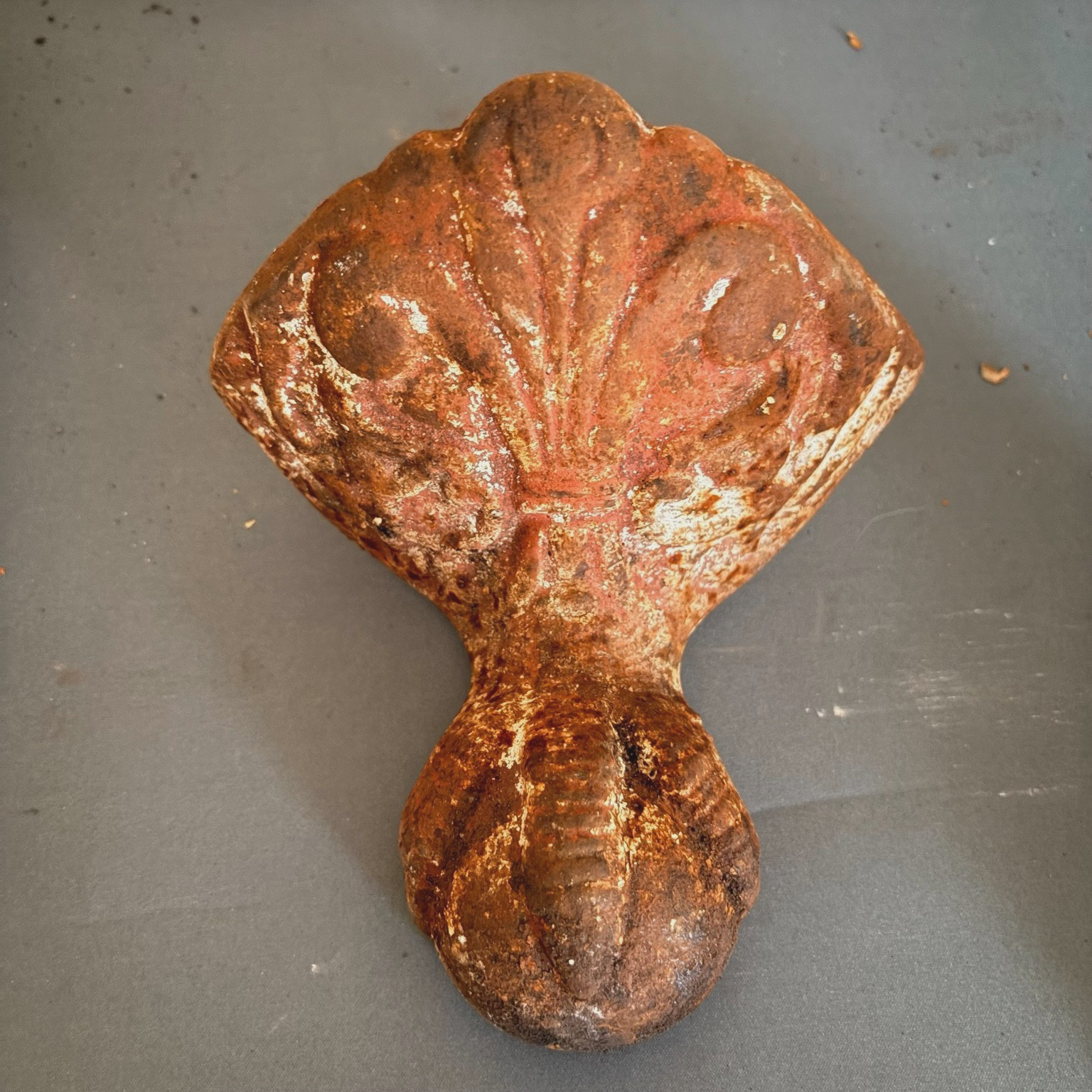 Antique Cast Iron Clawfoot Tub Foot Single Ornate Floral Architectural Salvage