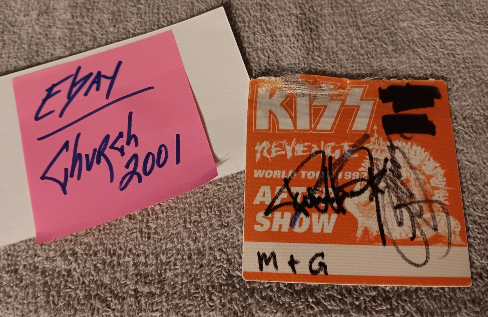 KISS Signed 1992 \'REVENGE\' After Show Pass GENE SIMMONS & PAUL STANLEY