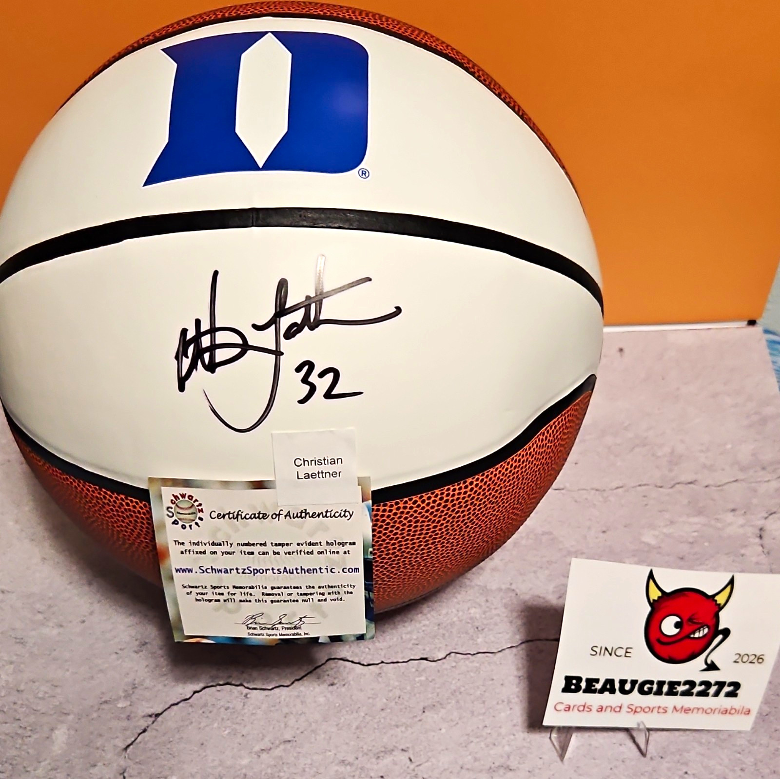 Christian Laettner Signed Original Duke Blue Devils Logo Basketball Christian Laettner Signed Original Duke Blue Devils Logo Basketball