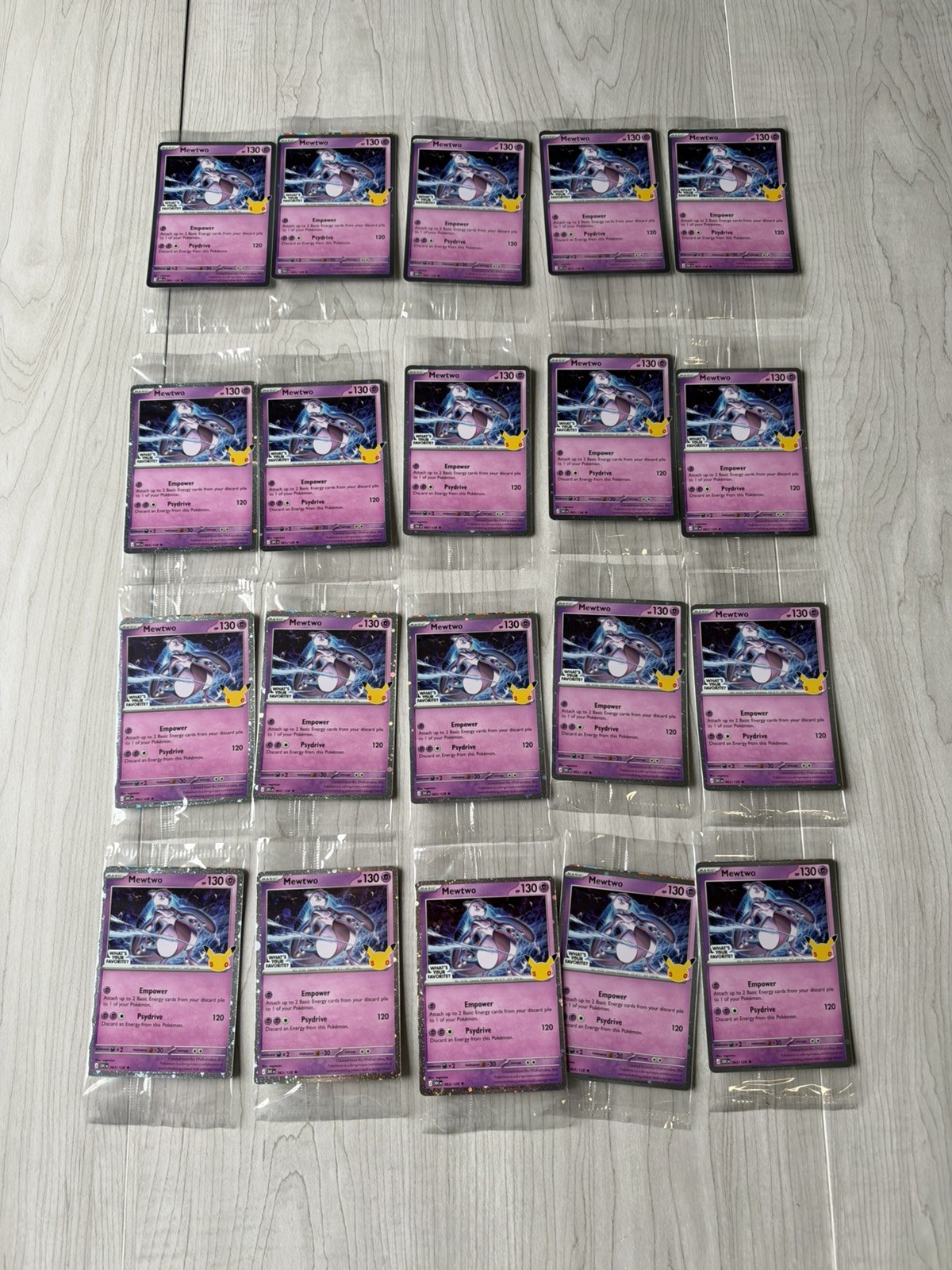 Pokemon 30th Anniversary Mewtwo Celebrations Promo Card Exclusive 063/128 x20 Pokemon 30th Anniversary Mewtwo Celebrations Promo Card Exclusive 063/128 x20