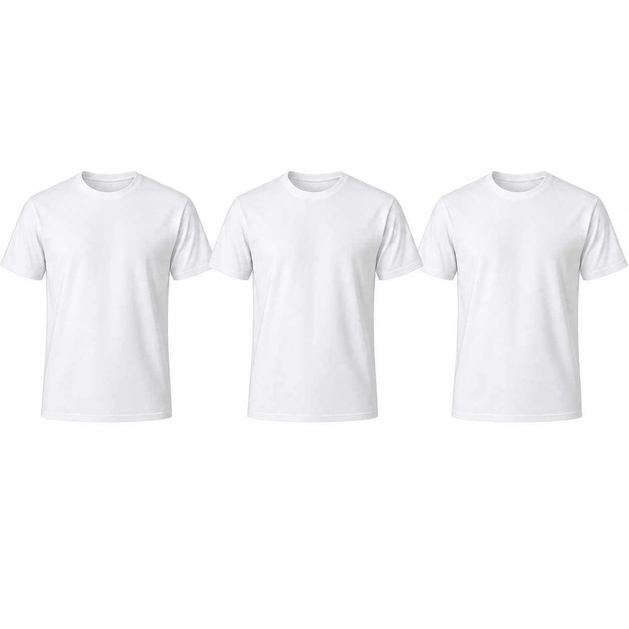 Men's White T-Shirts 3 Pack 100% Cotton Crew Neck Short Sleeve Undershirts