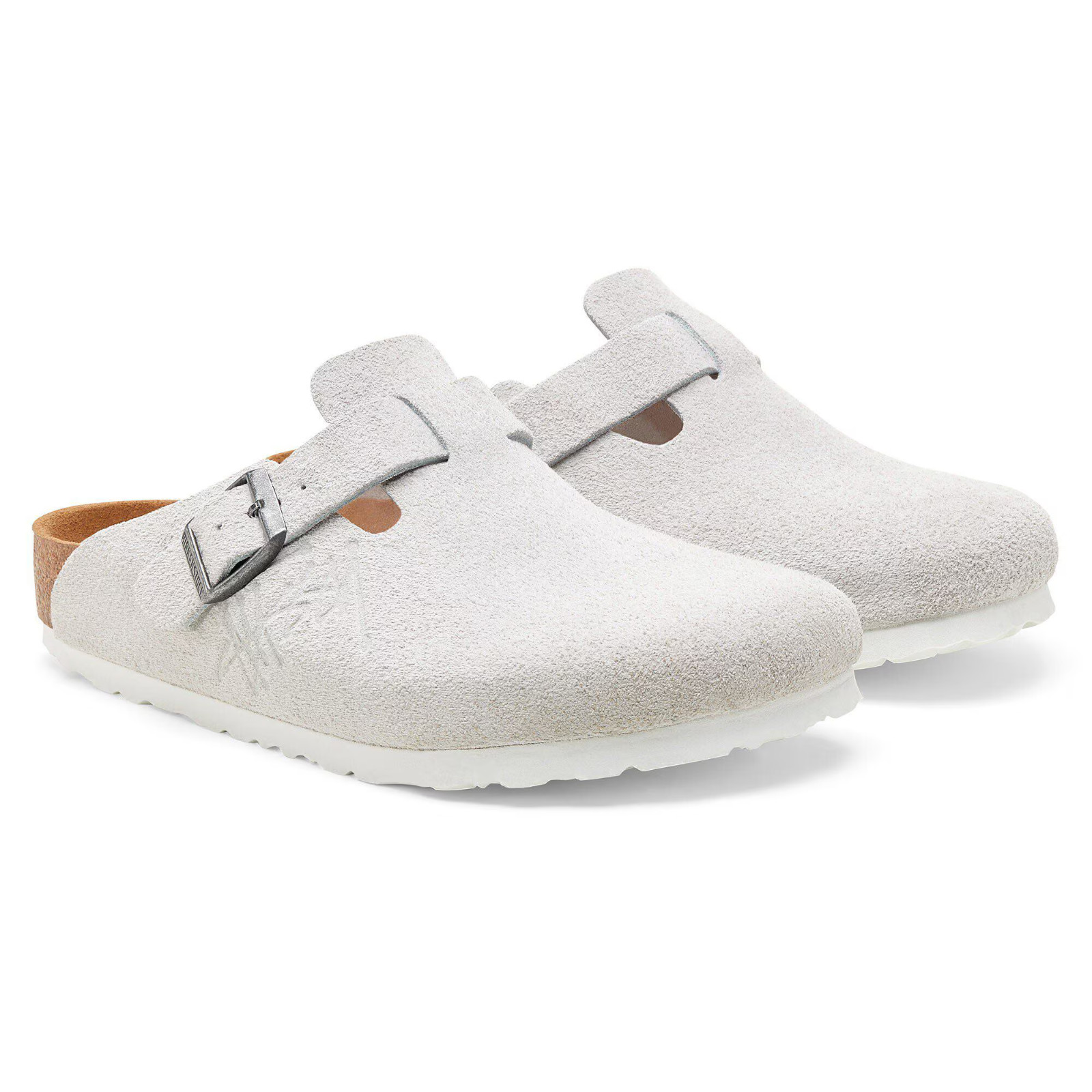 Birkenstock Stussy Boston Suede Leather Bone Clogs Unisex Shoes All-Size