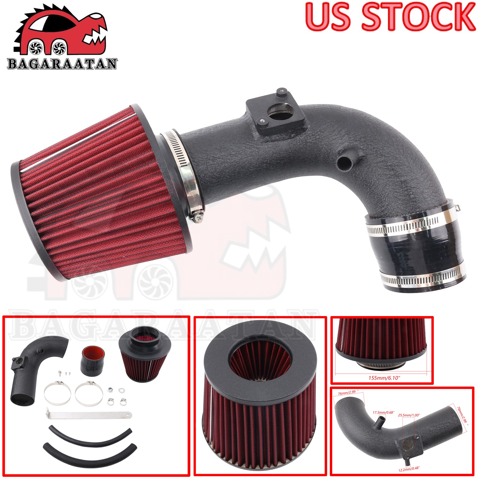 Short Ram Air Intake System For 2012-15 Honda Civic Si / 2013-15 Acura ILX 2.4L